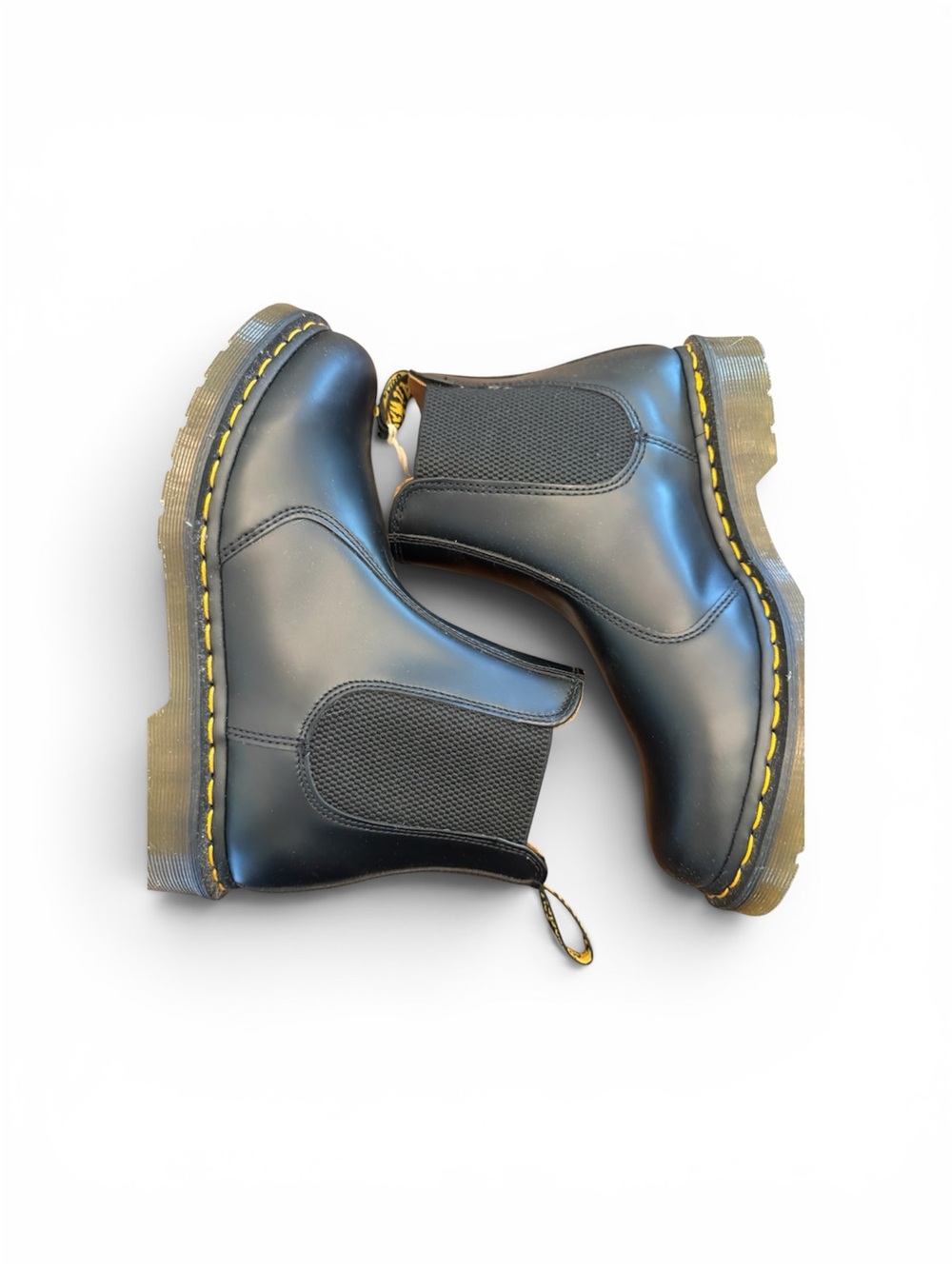 Dr. Martens Black Chelsea Combat Boots with Yellow Stitching